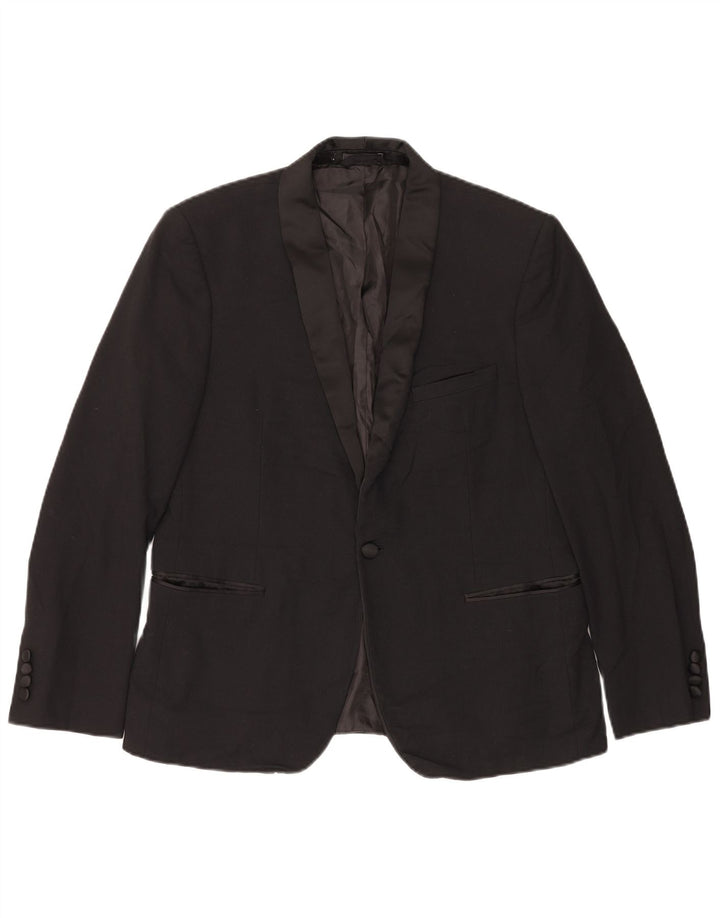 Marks & Spencer Herren-Blazer mit 1 Knopf, UK 42, Größe L, Schwarz, Polyester