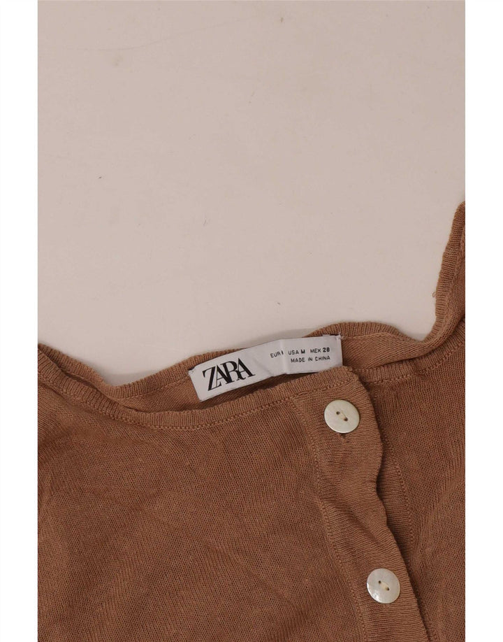 Zara Damen Top Langarm UK 14 Medium Beige