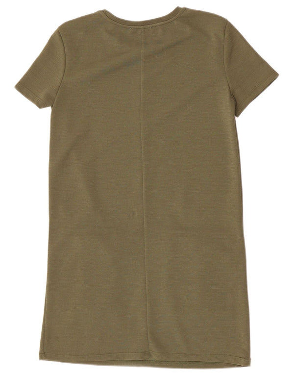 Zara Damen T-Shirt-Kleid UK 10 Small Khaki