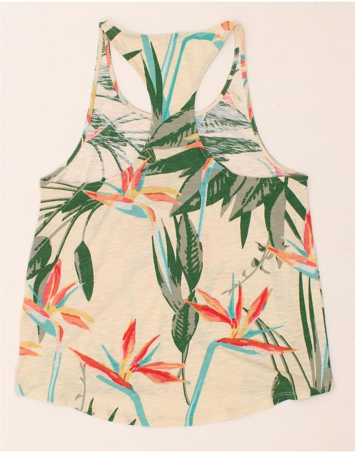 ONLY Womens Vest Top UK 10 Small Beige Floral Vintage Only and Second-Hand Only from Messina Hembry 