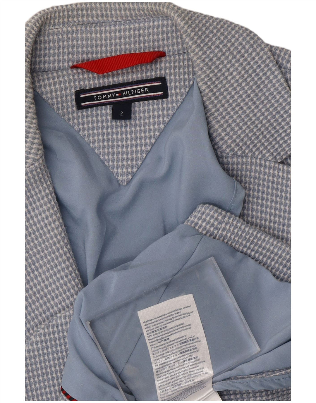 TOMMY HILFIGER Damen 2-Knopf-Blazerjacke US 2 XS blau karierte Baumwolle