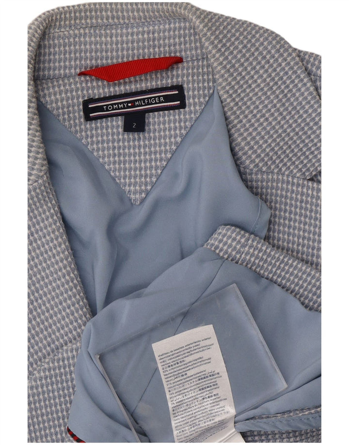 TOMMY HILFIGER Damen 2-Knopf-Blazerjacke US 2 XS blau karierte Baumwolle