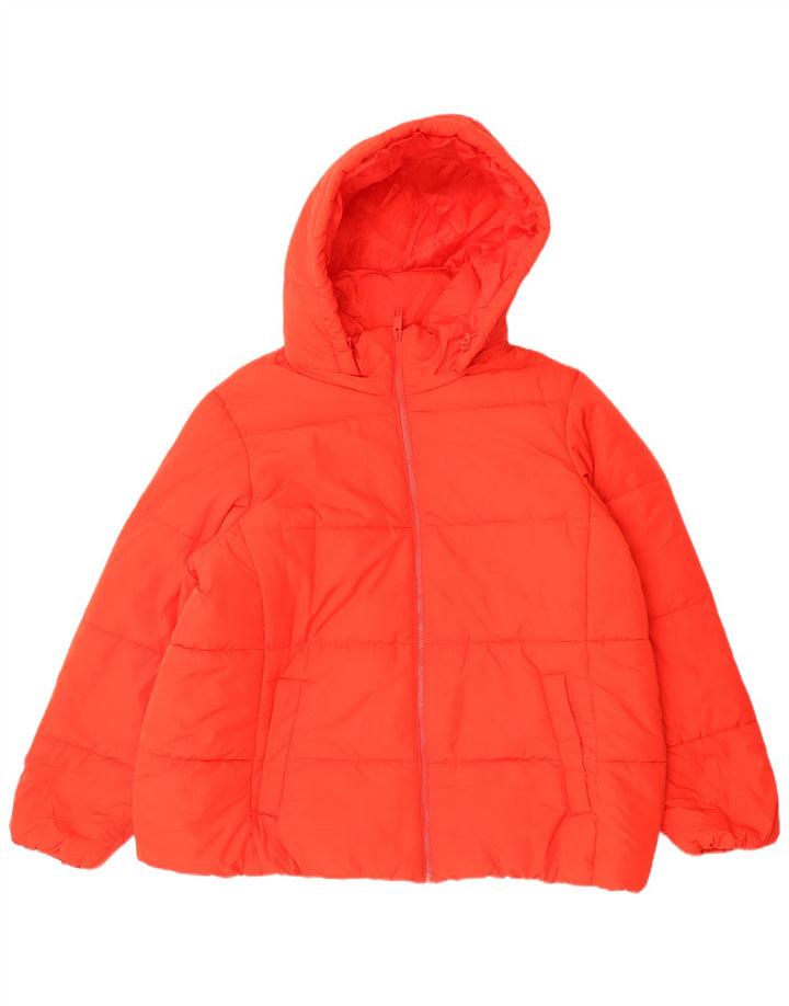 Marks & Spencer Wattierte Damenjacke mit Kapuze, UK 22 3XL, rotes Polyester