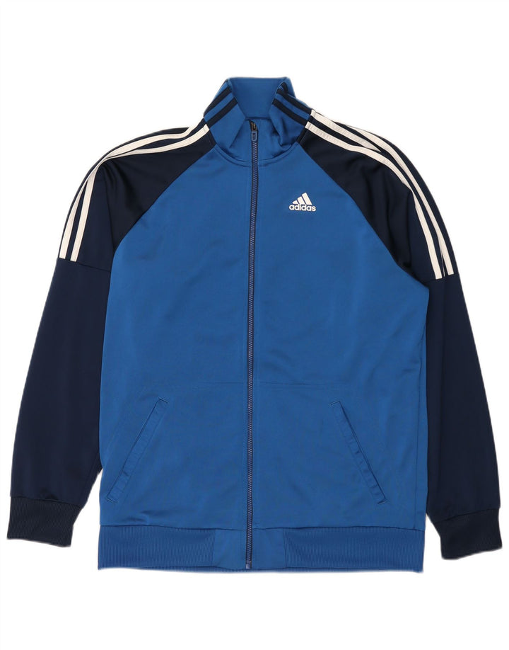 Adidas Herren-Trainingsanzugoberteil, UK-Größe 44/46, großes blaues Colourblock-Polyester