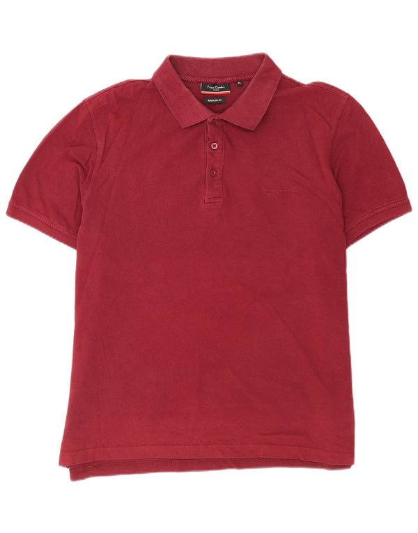 Pierre Cardin Herren-Poloshirt mit normaler Passform, XL, Burgunderrot, Baumwolle
