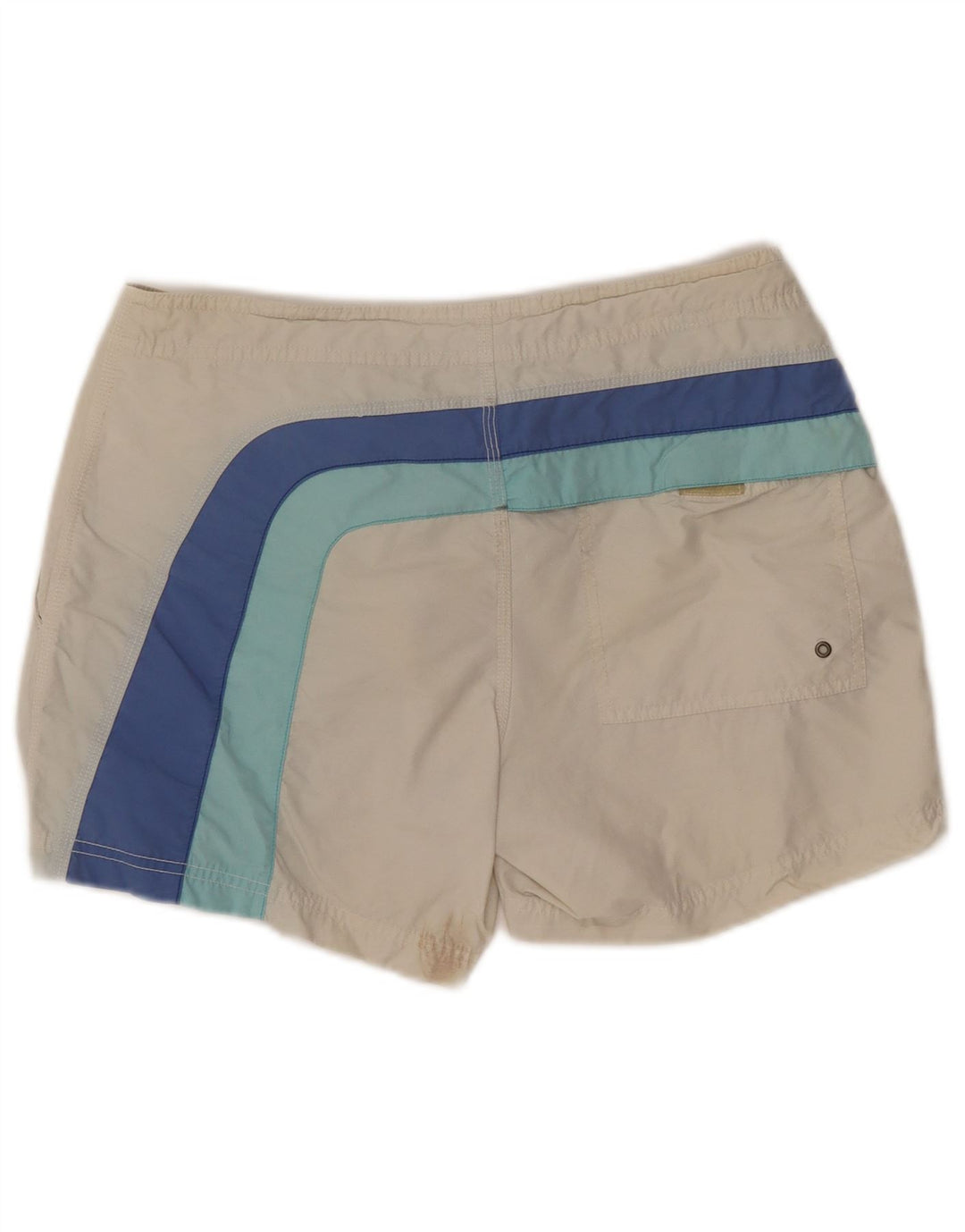 DIESEL Herren-Badeshorts, klein, cremefarbene, gestreifte Baumwolle
