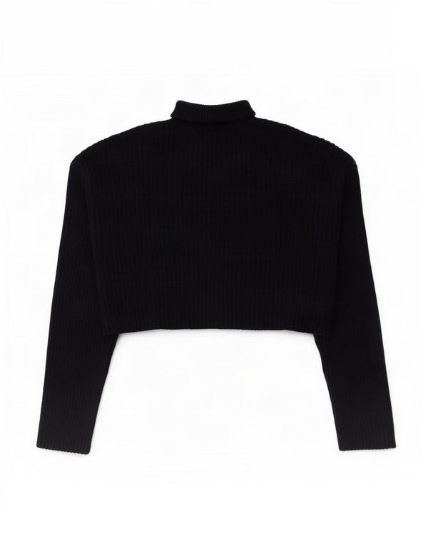 Zara Damen Crop Oversized Rollkragenpullover Pullover UK 10 Small Marineblau