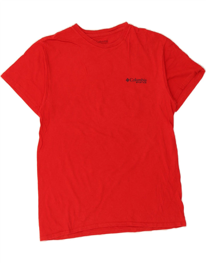 COLUMBIA Mens Graphic T-Shirt Top Medium Red Cotton Vintage Columbia and Second-Hand Columbia from Messina Hembry 