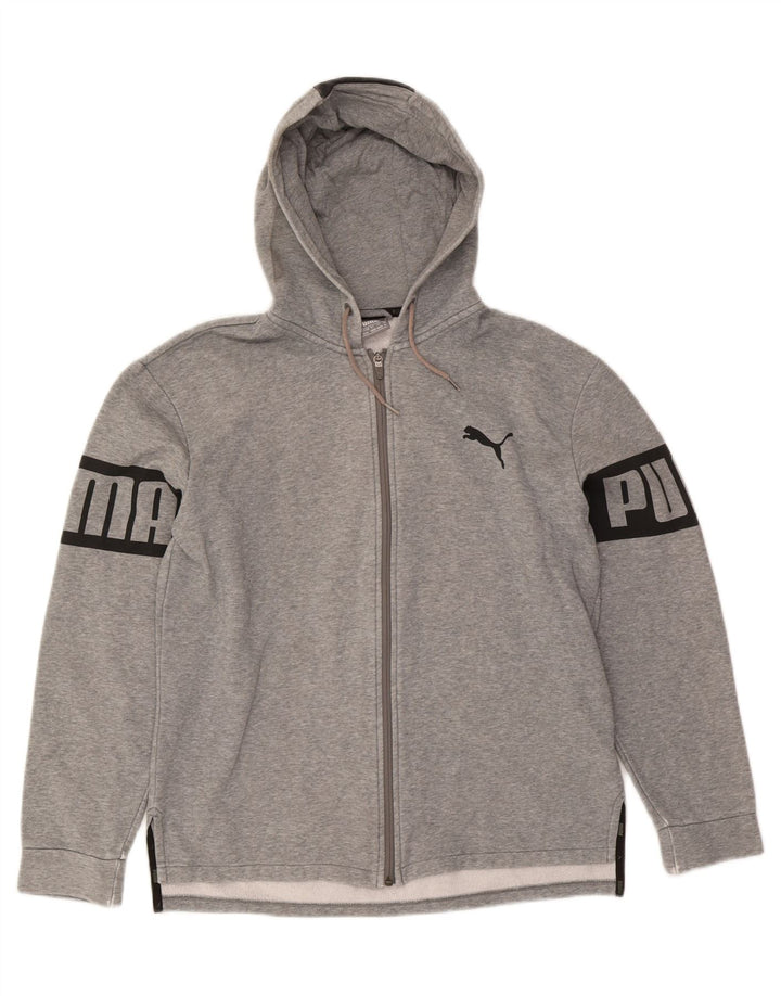 PUMA Mens Graphic Zip Hoodie Sweater Medium Grey Cotton Vintage Puma and Second-Hand Puma from Messina Hembry 