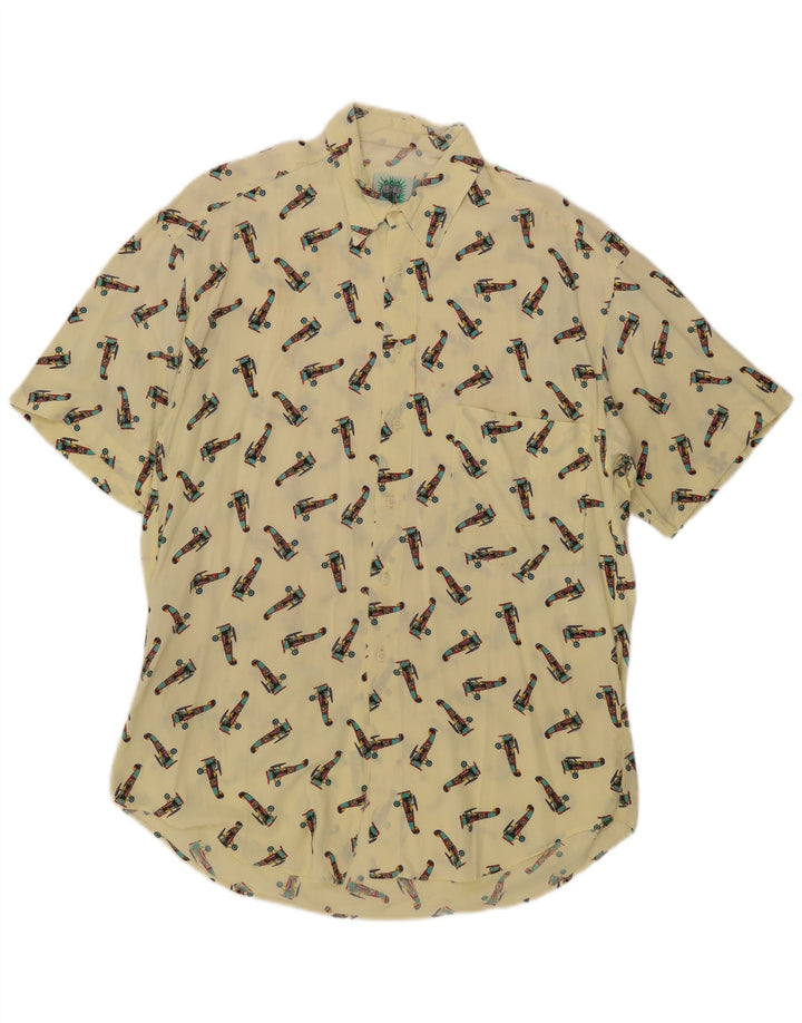 Vintage Herren Grafik Kurzarmshirt XL Gelb