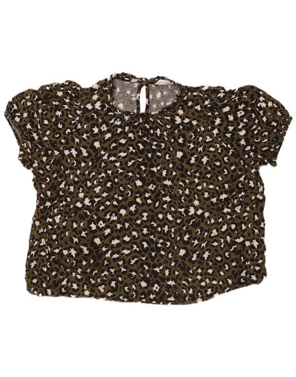 Marks & Spencer Damen Bluse Top UK 22 3XL Khaki Animal Print Viskose