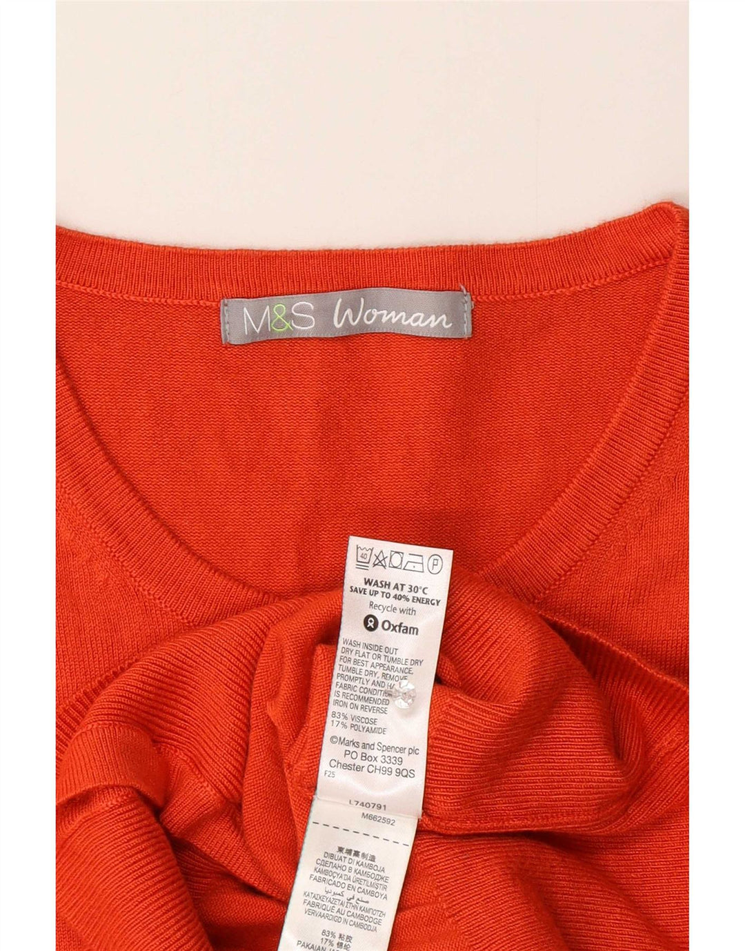 Marks & Spencer Damen Strickjacke Pullover UK 14 Mittelorange Viskose