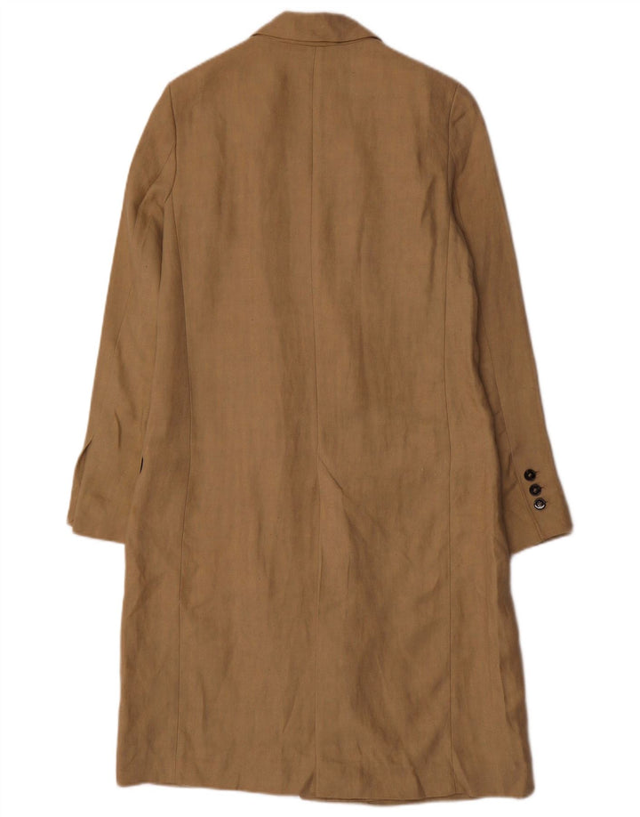 ZARA Damen Übergroßer zweireihiger Mantel UK 6 XS Beige Leinen