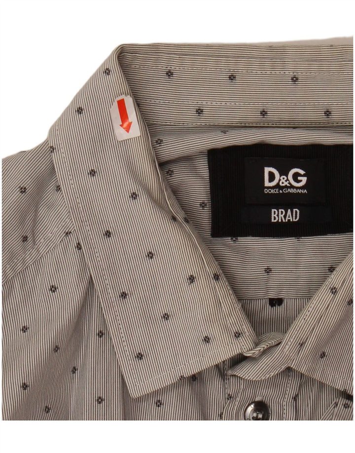 DOLCE & GABBANA Herren BRAD Hemd Mittelgrau gepunktete Baumwolle