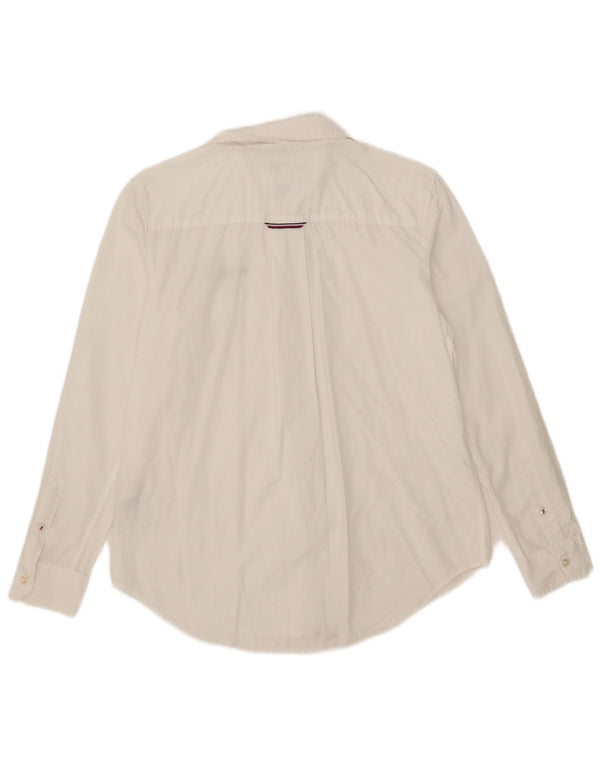 Tommy Hilfiger Damen Relaxed Fit Hemd UK 10 Small Weiße Baumwolle