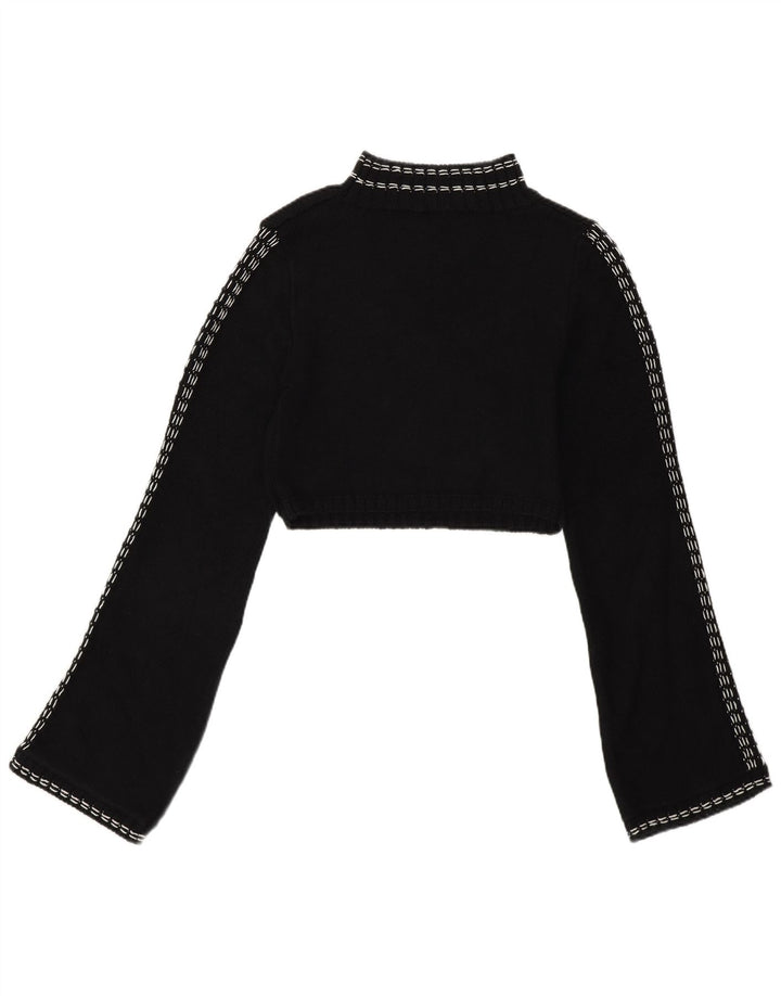 Zara Damen Crop Turtle Neck Pullover Pullover UK 12 Mittelschwarze Baumwolle