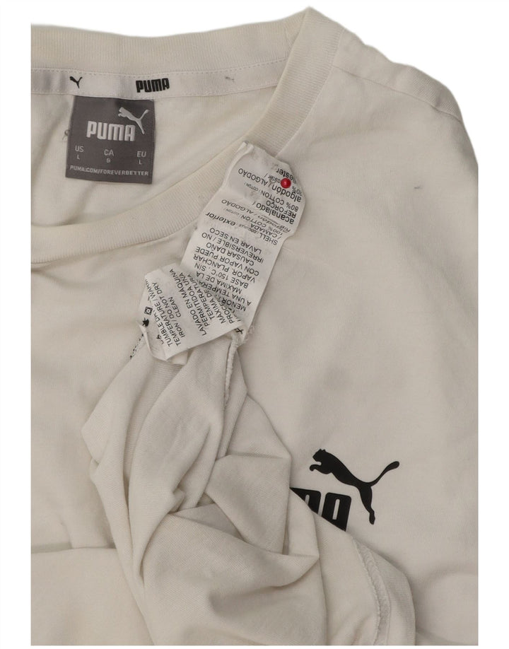 PUMA Herren Grafik-T-Shirt-Oberteil, groß, weiße Farbblock-Baumwolle