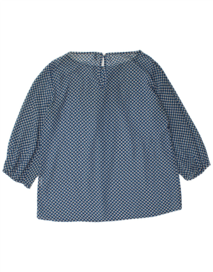 Benetton Damen-Blusenoberteil mit 3/4-Ärmeln, UK-Größe 44, Größe L, blau, geometrisch