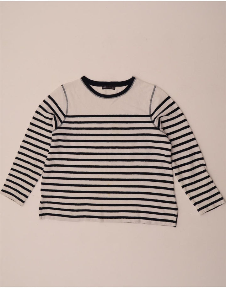 Marks & Spencer Damen-Pullover mit Rundhalsausschnitt, Gr. 14, Größe L, weiß gestreift