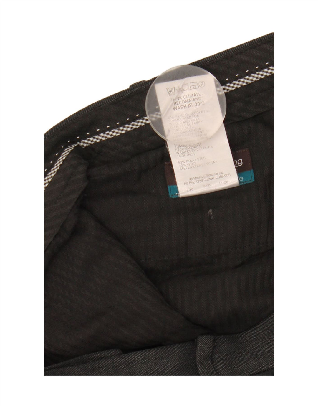 Gerade Herren-Anzughose von Marks & Spencer, W36, L31, schwarzes Polyester