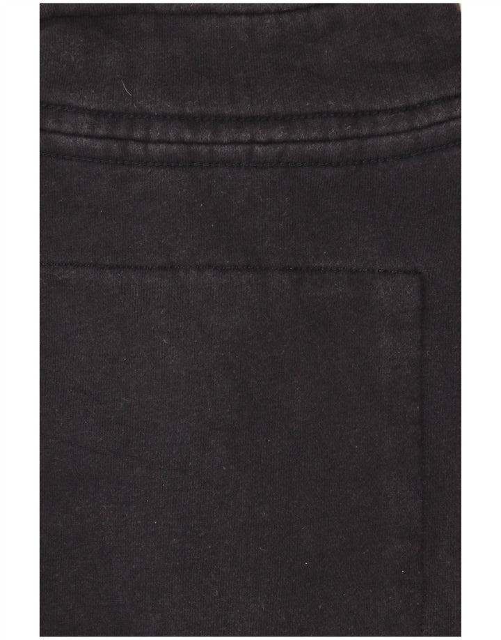 Superdry Herren-Sweatshirt mit grafischem Knopfkragen, groß, aus schwarzer Baumwolle