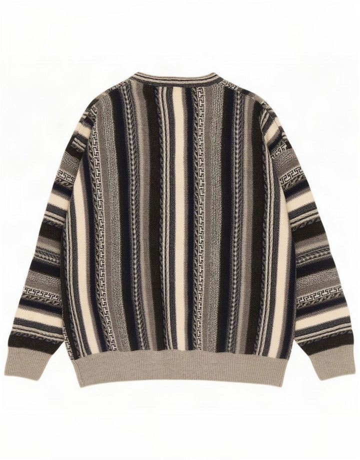 Sevres Herren-Pullover mit V-Ausschnitt IT 50 Medium Mehrfarbig gestreift