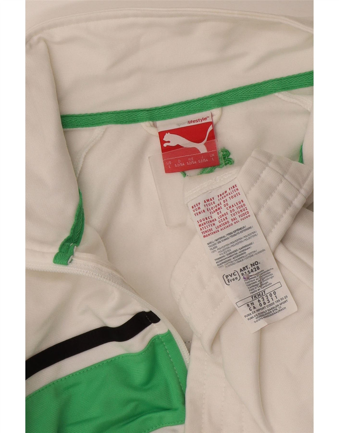 Puma Herren-Trainingsanzug-Topjacke, groß, weiß, Farbblock, Polyester, Sport