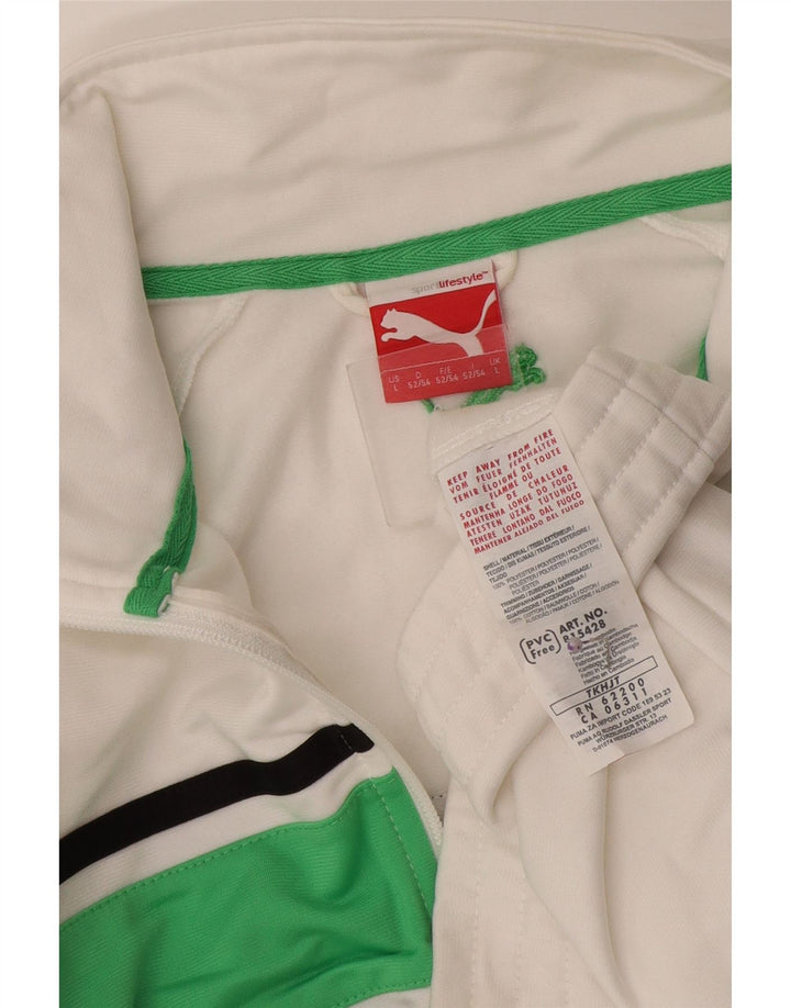 Puma Herren-Trainingsanzug-Topjacke, groß, weiß, Farbblock, Polyester, Sport