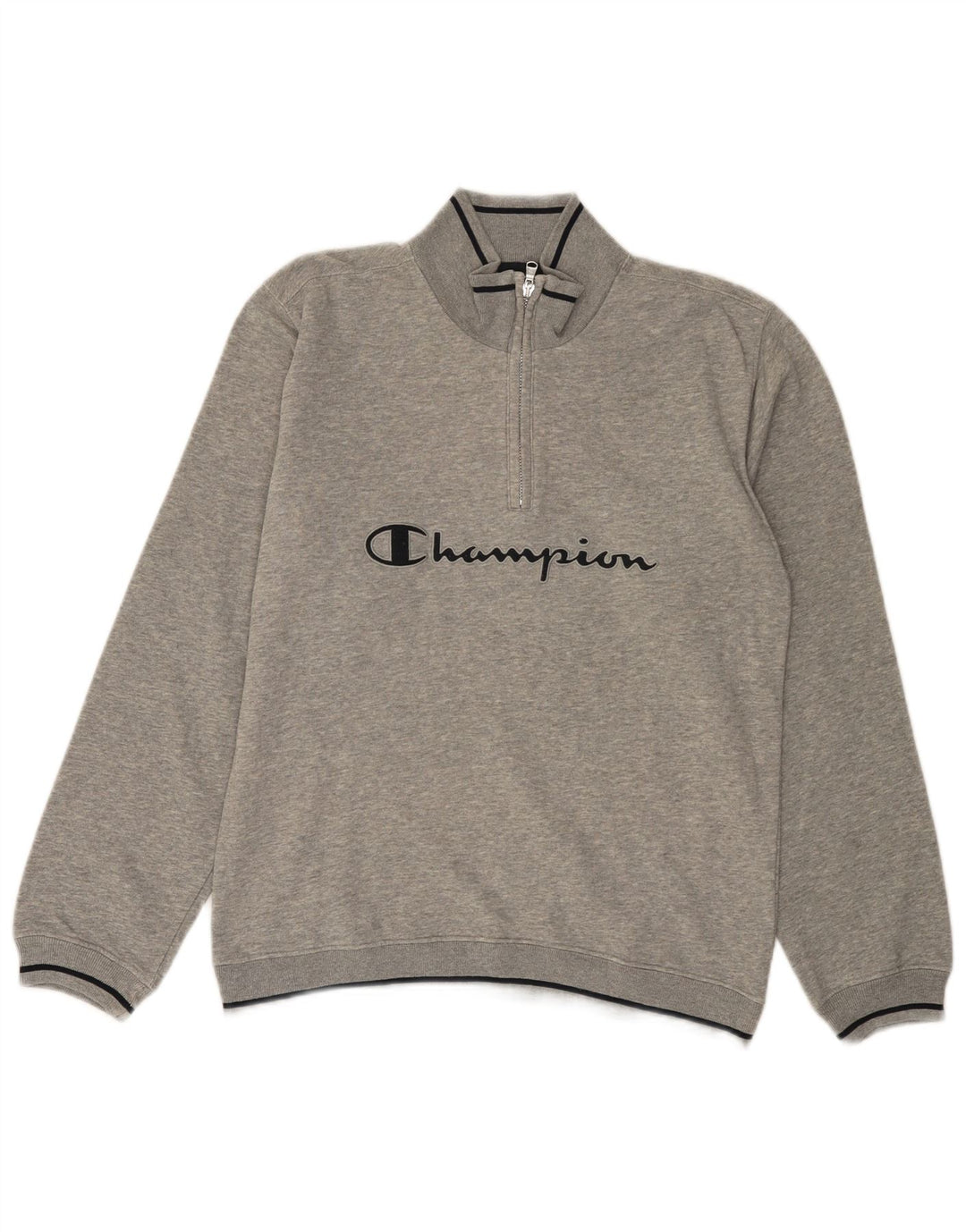 CHAMPION Herren-Sweatshirt mit grafischem Reißverschluss, Größe S, graue Baumwolle