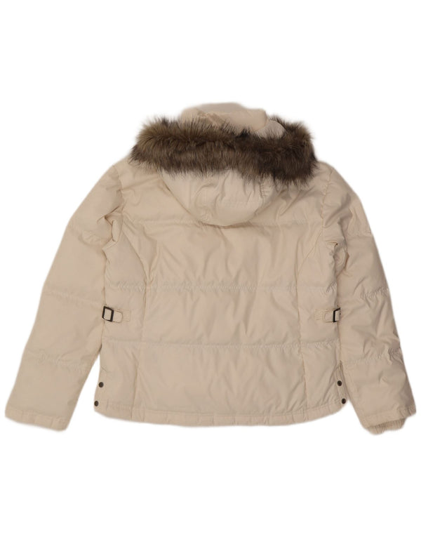 COLUMBIA Wattierte Damenjacke mit Kapuze, UK 18, XL, Weiß, Polyester