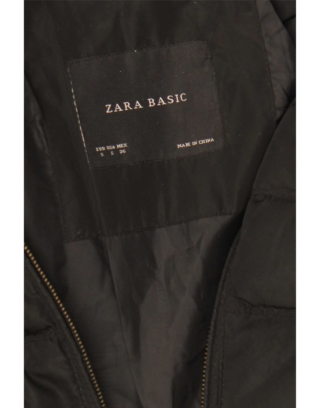 Zara Damen Wattierter Mantel UK 10 Small Schwarz Polyester