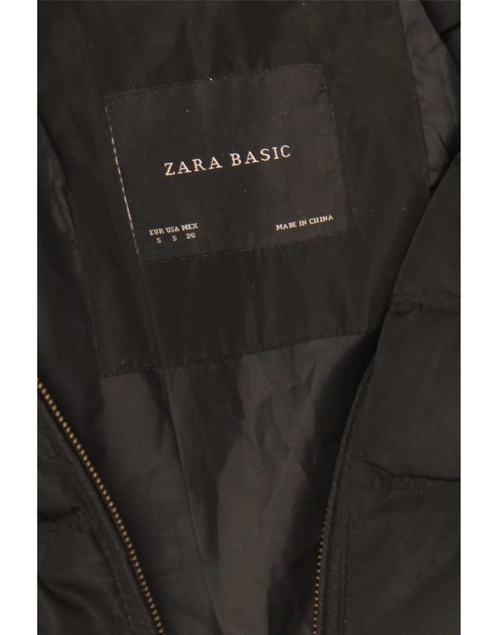 Zara Damen Wattierter Mantel UK 10 Small Schwarz Polyester