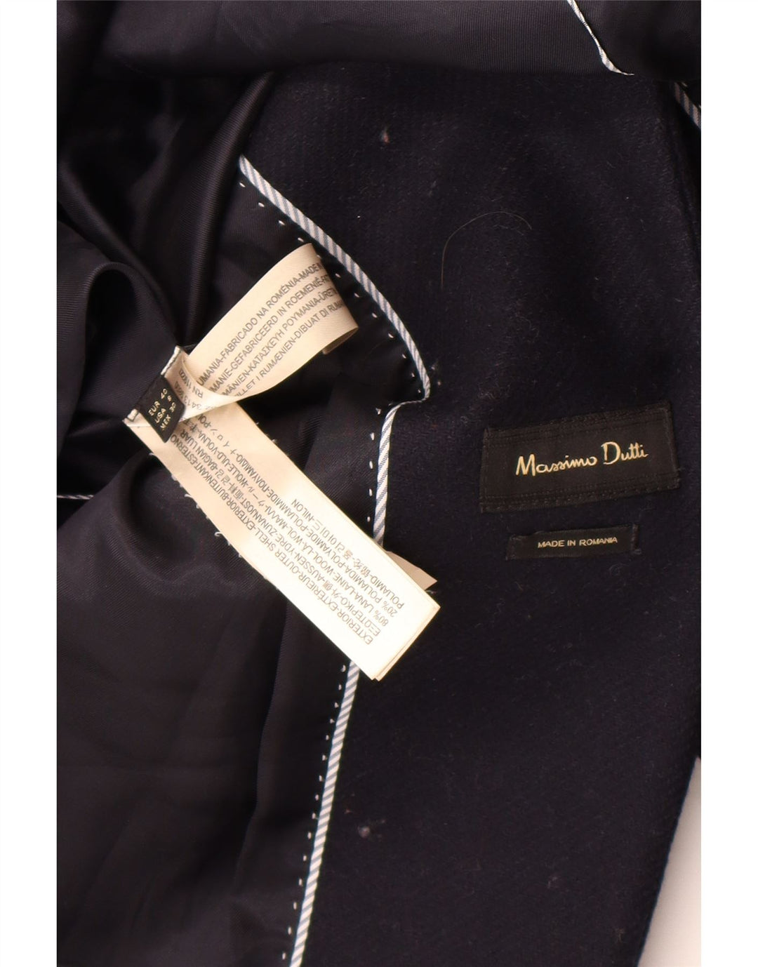 Massimo Dutti Damenmantel EU 40 Mittelmarineblaue Wolle