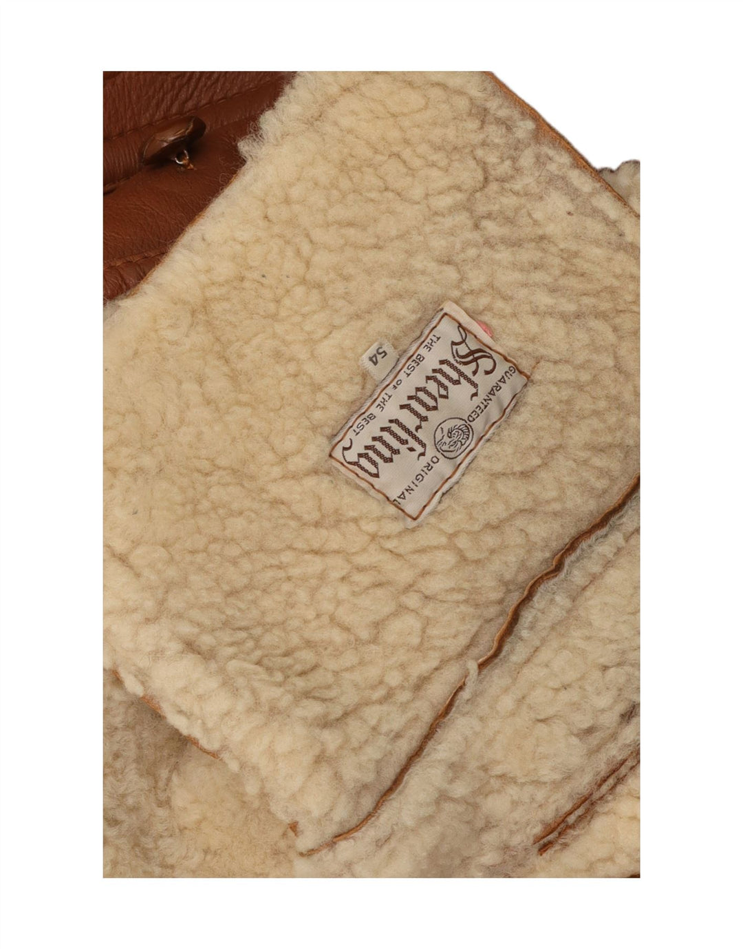 Vintage Herren Zweireihige Lammfelljacke IT 54 2XL Braun