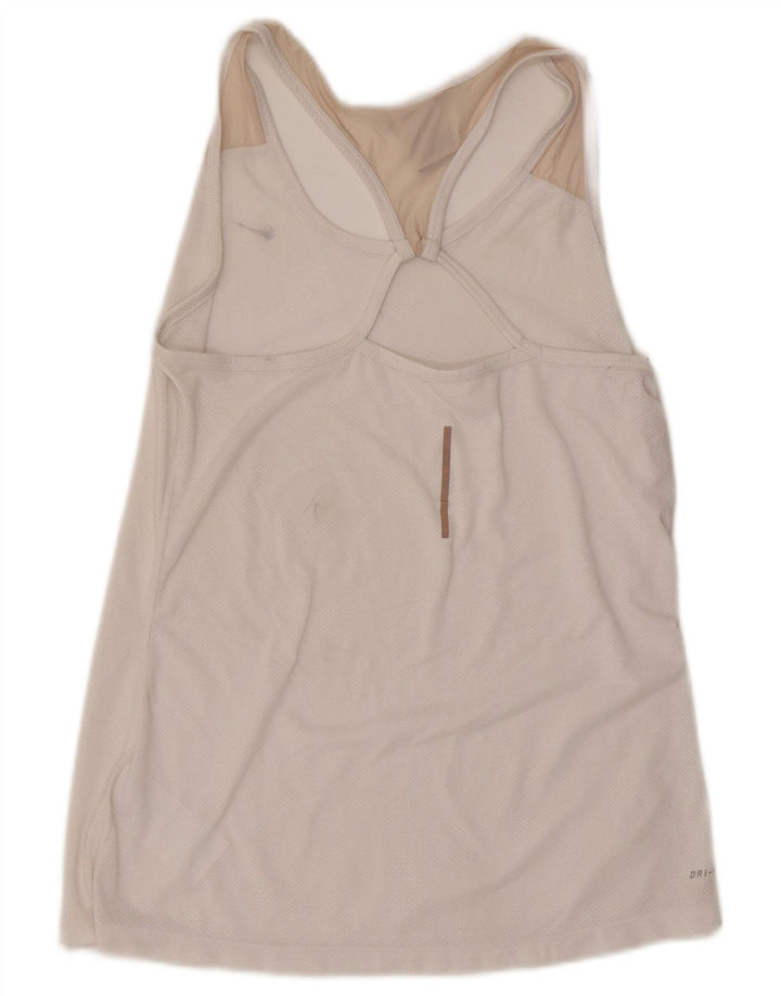 Nike Damen Dri Fit Weste Top UK 14 Large Off White Polyester