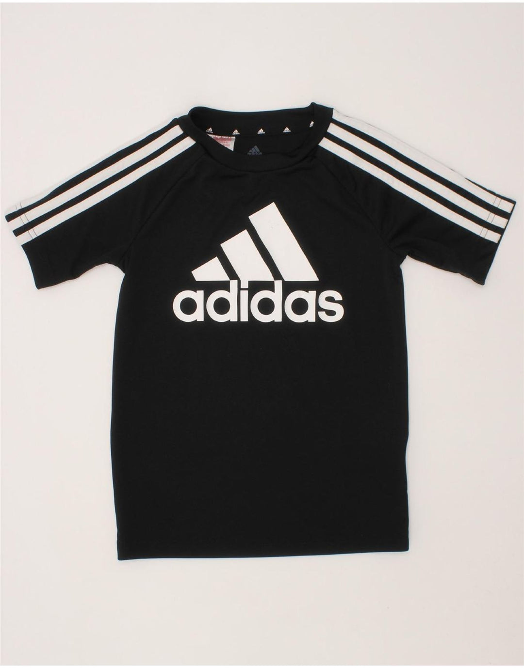 ADIDAS Boys Aeroready Graphic T-Shirt Top 7-8 Years Black Polyester Vintage Adidas and Second-Hand Adidas from Messina Hembry 