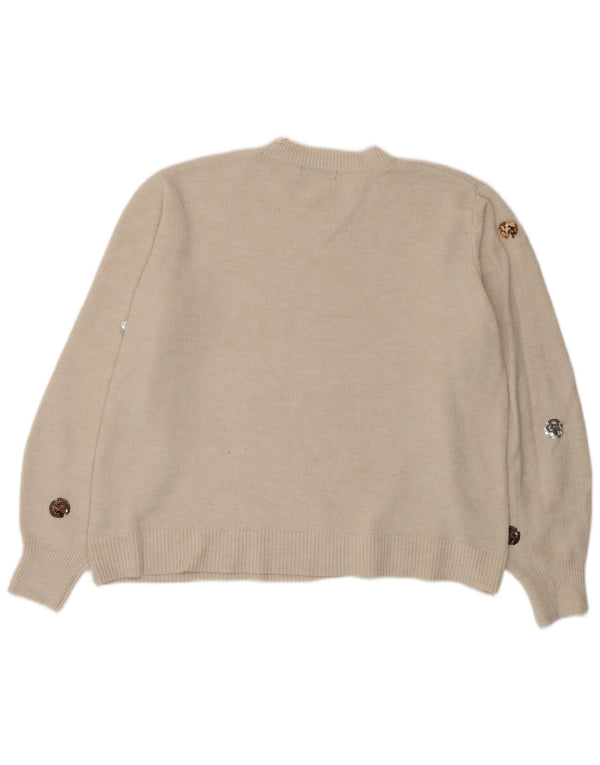 Marks & Spencer Damen-Pullover mit Rundhalsausschnitt, Gr. 18, XL, gebrochenes Weiß, gepunktet