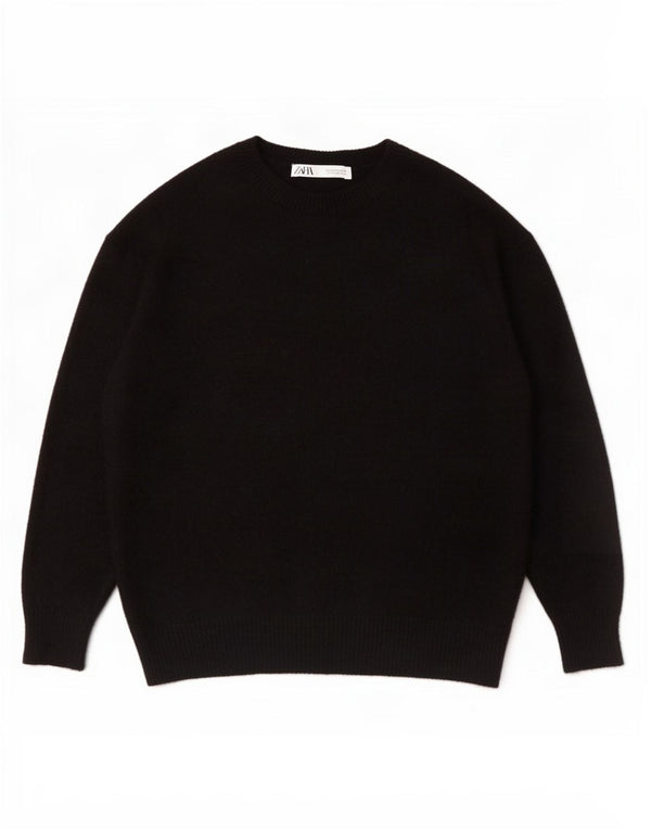Zara Damen-Pullover, übergroß, Rundhalsausschnitt, Gr. 10, Größe S, Schwarz, Kaschmir