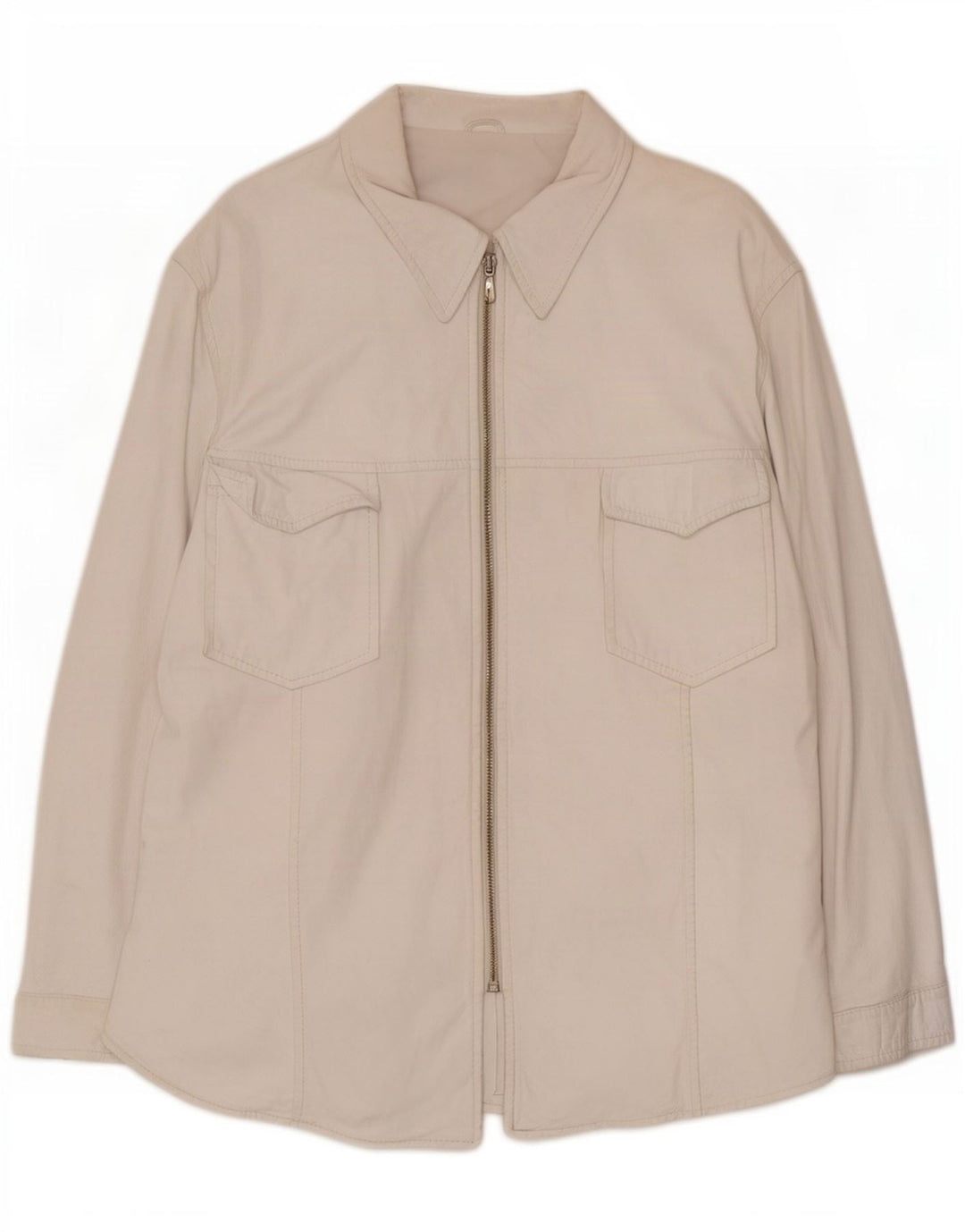 Vintage Damen Overshirt Lederhemd IT 46 Large Weiß