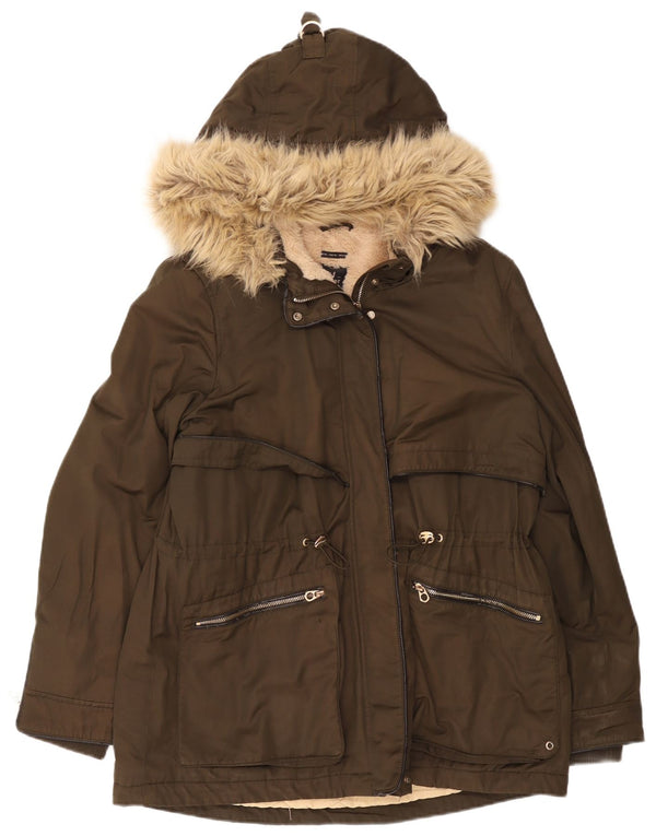 Zara Damen Trafaluc Kapuzenparkajacke UK 18 XL Khaki