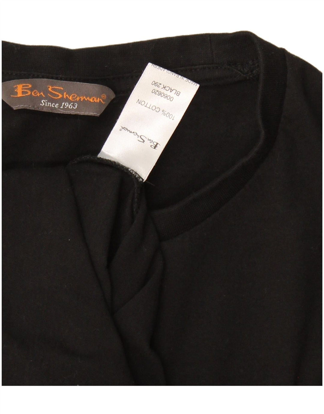 BEN SHERMAN Mens Graphic T-Shirt Top Medium Black Cotton