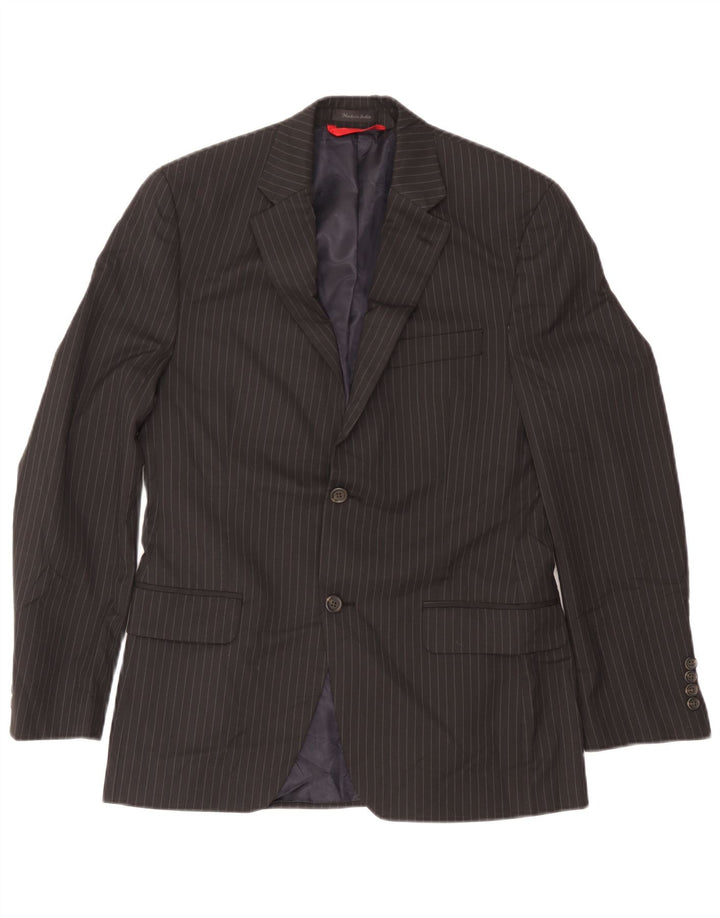 Chaps Herren-Blazer mit 2 Knöpfen, schmale Passform, Gr. 40, Größe L, Schwarz, Nadelstreifen