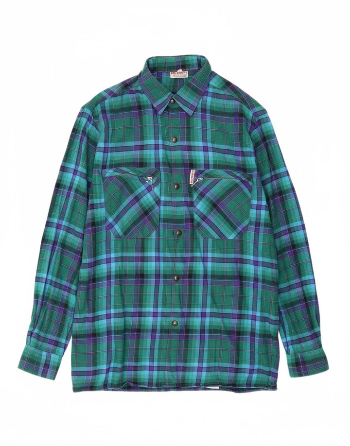 MC KEE'S Mens Flannel Shirt Size 38 Medium Green Check