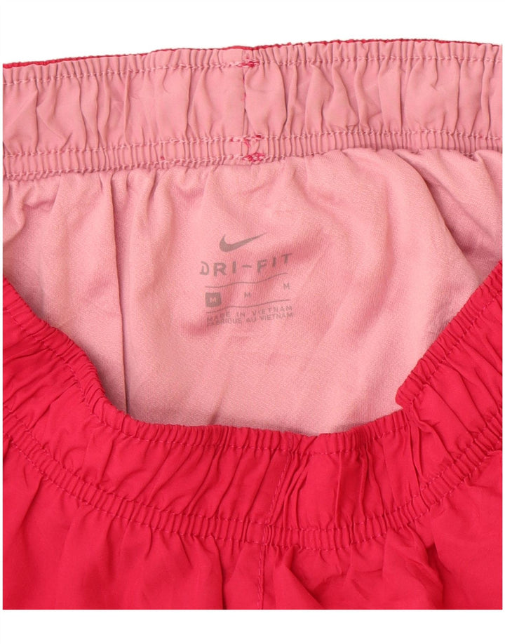 Nike Damen Dri Fit Sport Shorts UK 12 Mittelrotes Colourblock-Polyester