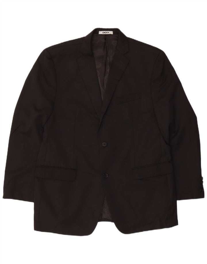 Dkny Herren-Blazer mit 2 Knöpfen, UK 44, 2XL, schwarze Wolle