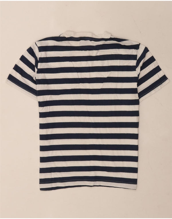 Penguin Damen T-Shirt Top UK 14 Medium Marineblau gestreift aus Baumwolle