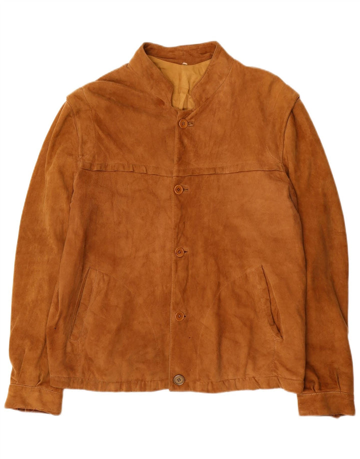 VINTAGE Herren Wildlederjacke IT 50 Großes braunes Leder