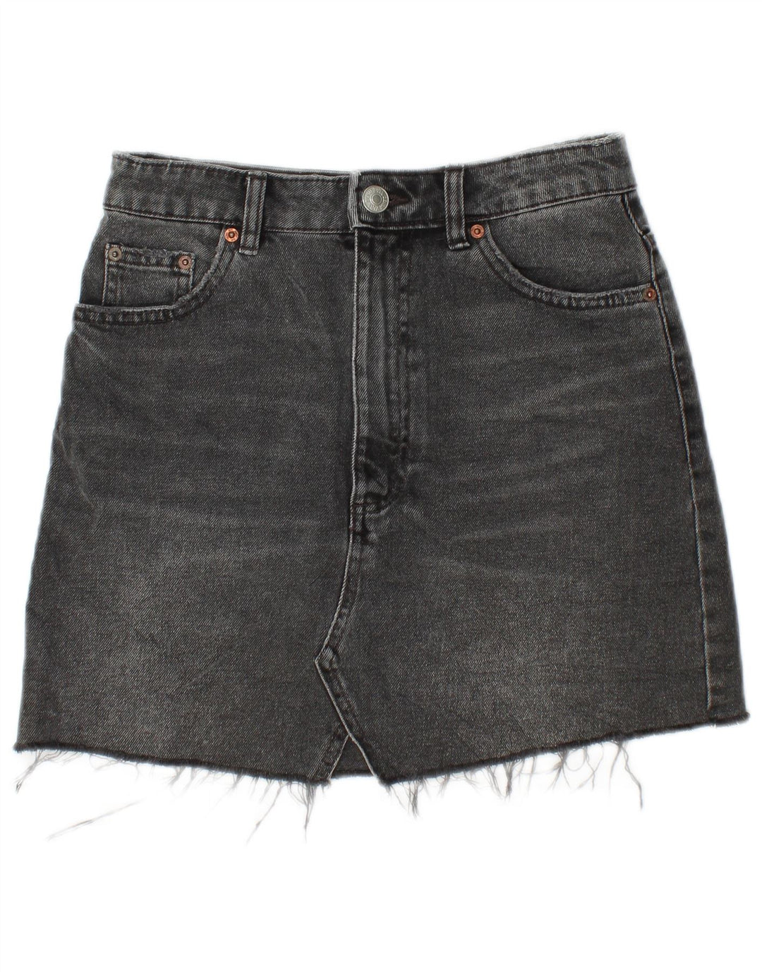 Zara Damen Mini-Jeansrock, Größe S, Größe 26, Schwarz, Baumwolle