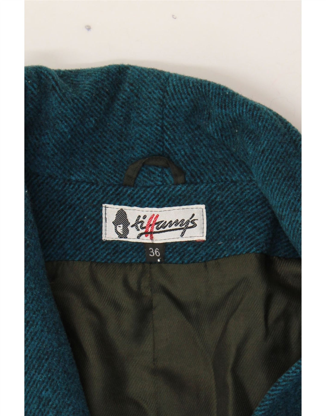 TIFFANY'S Womens Double Breasted Bomber Jacket EU 36 Small Blue Wool Vintage Tiffany's and Second-Hand Tiffany's from Messina Hembry 