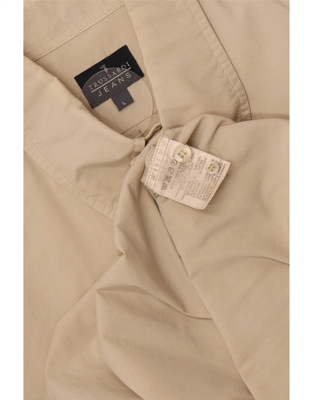 Trussardi Jeans Herrenhemd Large Beige Baumwolle